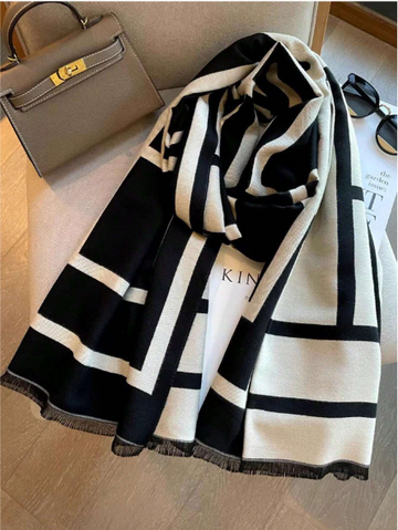 1pc High-end Black Scarf For Women, Latest Korean Style Warm Neck Wrap, Shawl For Elegant Outfit