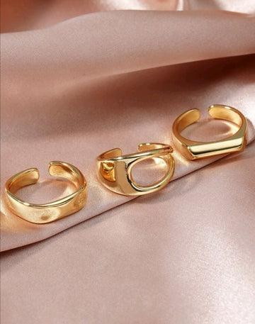 3pcs Hollow Out Cuff Ring
