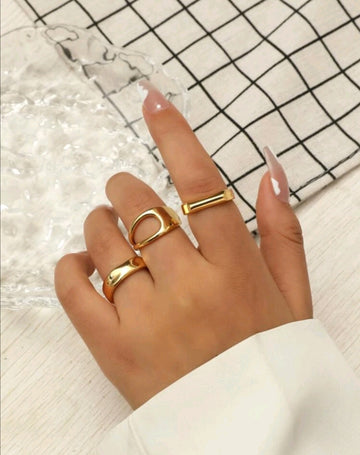 3pcs Hollow Out Cuff Ring