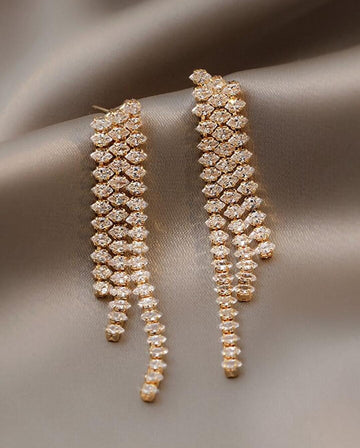 Cubic Zirconia Tassel Drop Earrings