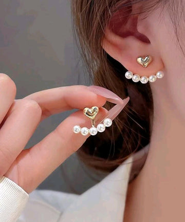 2pcs/Set Faux Pearl Decor Earring Jackets