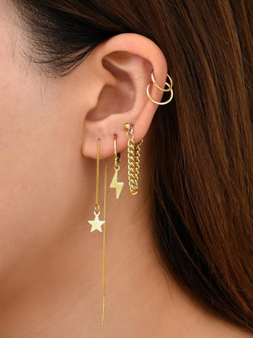 5pcs/set Star Decor Earrings