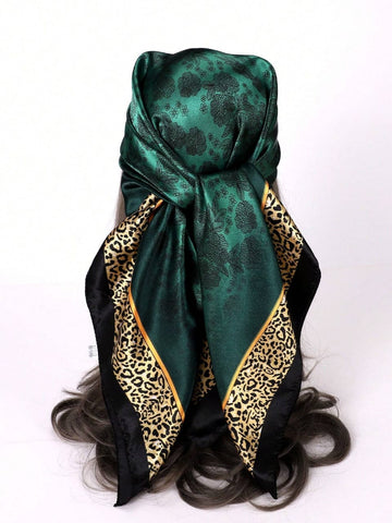 1pc Women's Fashion Flower Printed Imitation Silk Twill Scarf Headscarf For Daily Wear Elegant