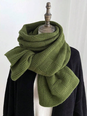 1pc Unisex Solid Color Knitted Scarf, Simple Fashion Neck Warmer, Elastic, Suitable For Autumn Winter Outdoor Activities