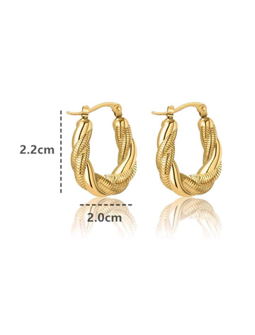 1Pair Delicate Light Luxury Linen Pattern Titanium Steel Earrings High-Grade Sense Of Europe And The United States Simple Retro Earrings