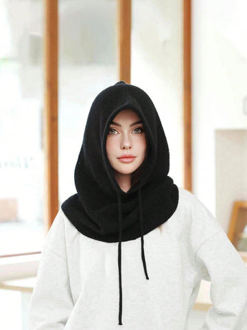 1pc Women's Knitted Hat Scarf Set Winter Warmth Ear Protection Beanie Cap