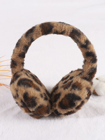 Leopard Print Pattern Fuzzy Earmuffs Leopard Print Ears