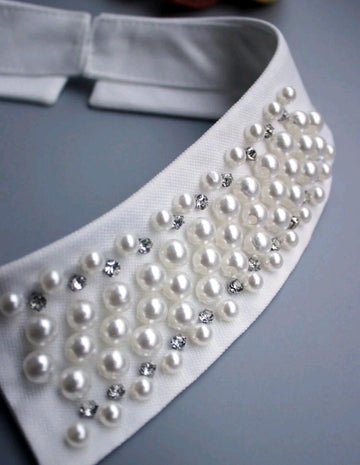 1pc Luxury New Faux Pearl Beaded Collar Necklace, Handmade Embellished Exaggerated Glamorous Detachable Collar, Versatile For Spring, Summer, Autumn & Winter