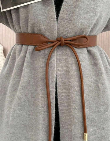 1pc Women's Fashion PU Leather Tied Waistband, Versatile Binding Belt Decor For Dress Shirt Sweater Jacket, Waist Cincher
