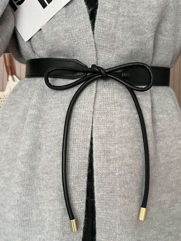 1pc Women's Fashion PU Leather Tied Waistband, Versatile Binding Belt Decor For Dress Shirt Sweater Jacket, Waist Cincher
