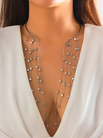 1 Piece Asymmetrical Star Shaped Tassel Charm Necklace For Women