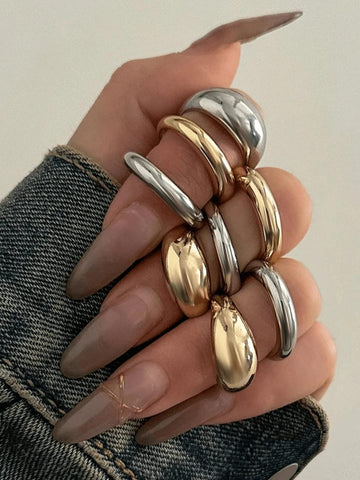 8pcs/Set Chunky Open Rings, Women's Casual Daily Matching Jewelry Set