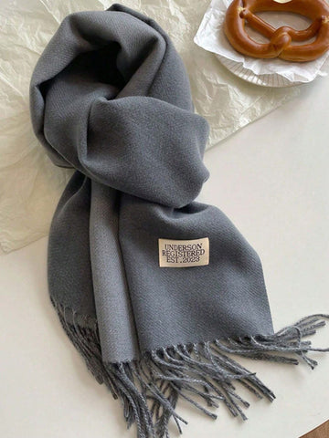 1pc Fashion Reversible Scarf For Women, Thick & Warm Tasseled Wrap Shawl, Suitable For Winter & Air-Conditioned Room