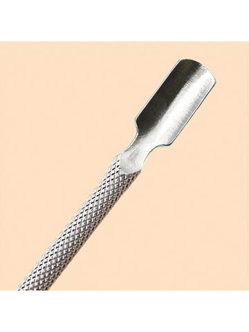 1pc Silver Nail & Cuticle Pusher Tool For Manicure And Pedicure, Professional Nail Cleaning And Design Tool, Diy At Home Or For Nail Salons