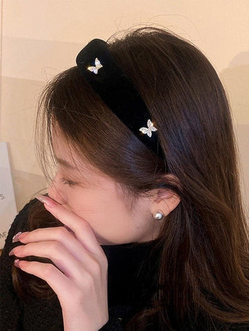 1pc Women Butterfly & Rhinestone Decor Casual Headband