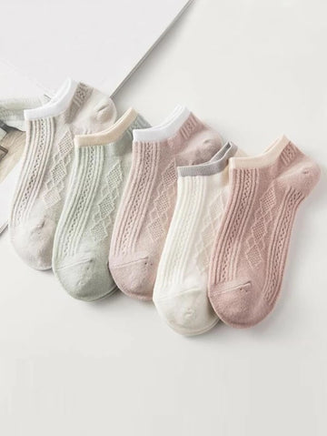 5pairs Ribbed Ankle Socks
