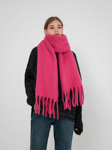 Solid Fringe Hem Scarf