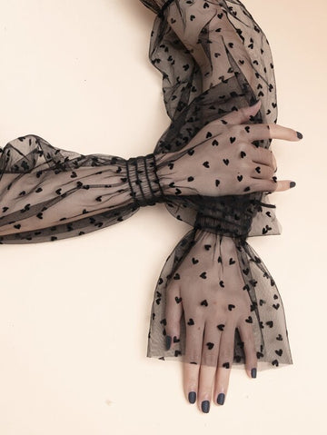 1pc Heart Pattern Flounce Cuff Arm Sleeves Evening Party Accessories for Women