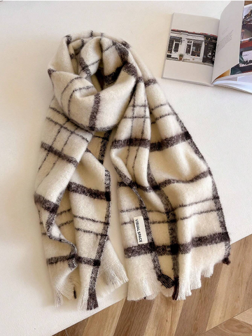 1pc Striped Cashmere Feel Warm Scarf Shawl For Women, Suitable For Daily Wear