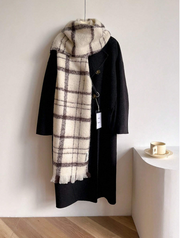 1pc Striped Cashmere Feel Warm Scarf Shawl For Women, Suitable For Daily Wear
