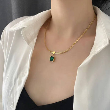 Green Zirconia Stainless steel Necklace