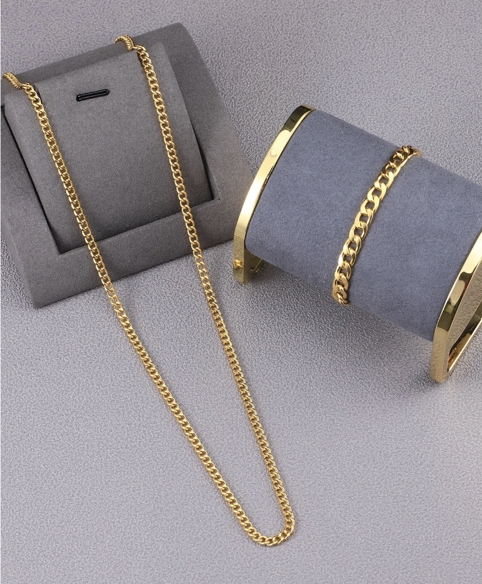 2pcs Men Stylish Luxury Chain Necklace & Bracelet