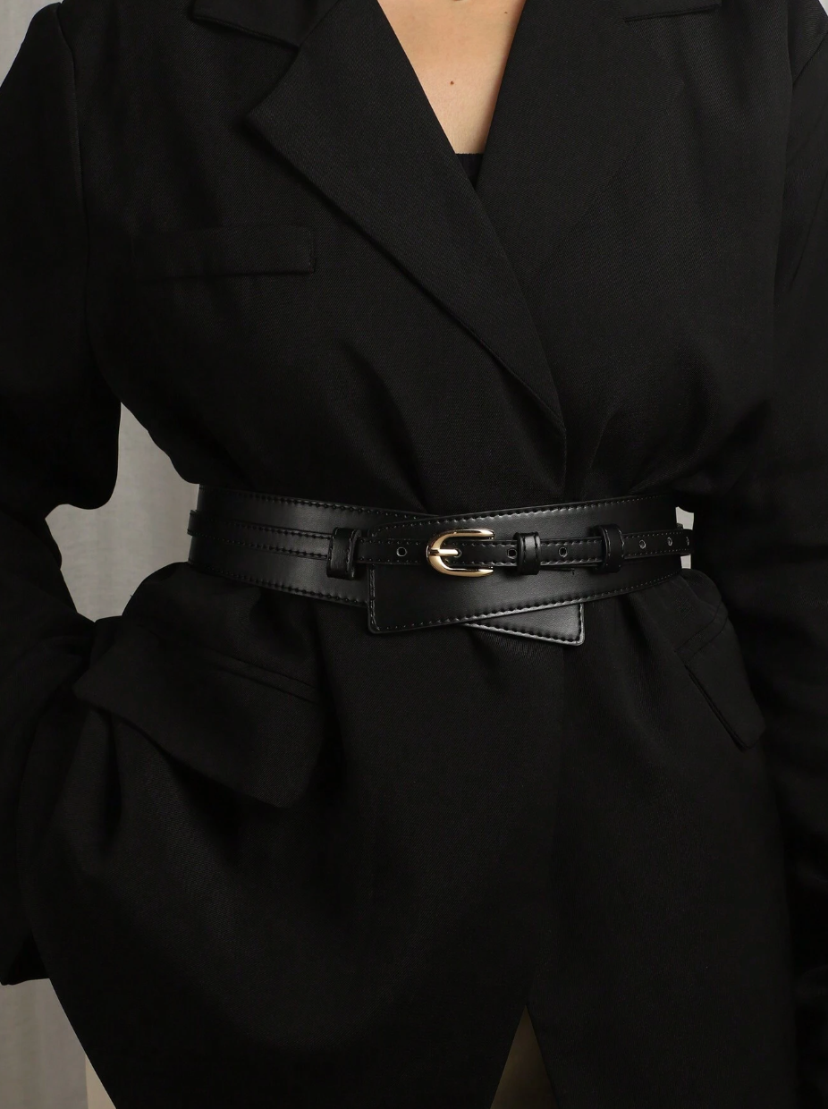 Simple Style Metal Buckle Belt for Coats and Dresses