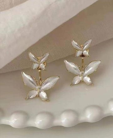 1pair Glamorous Zinc Alloy Rhinestone Butterfly Decor Earring Jackets For Women For Daily Decoration