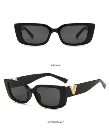 1pc Vintage Square Sunglasses, V Small Frame Square Fashion Trend Ladies Sunglasses, Suitable For Retro Street Photography Catwalk
