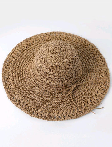 1pc Women Solid Sun Protection Boho Straw Hat For Summer