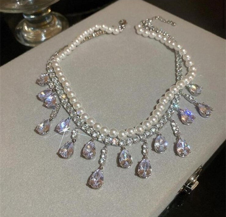 Cubic Zirconia Decor Necklace