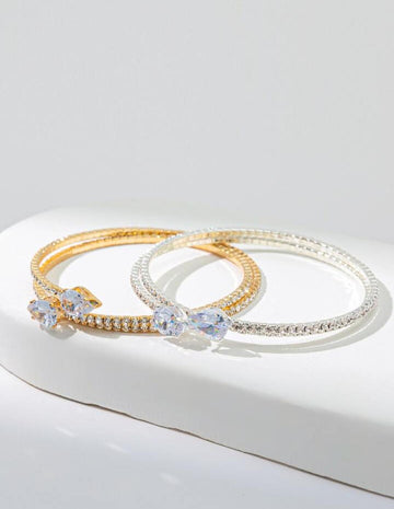 2pcs Rhinestone Decor Bangle