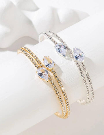 2pcs Rhinestone Decor Bangle