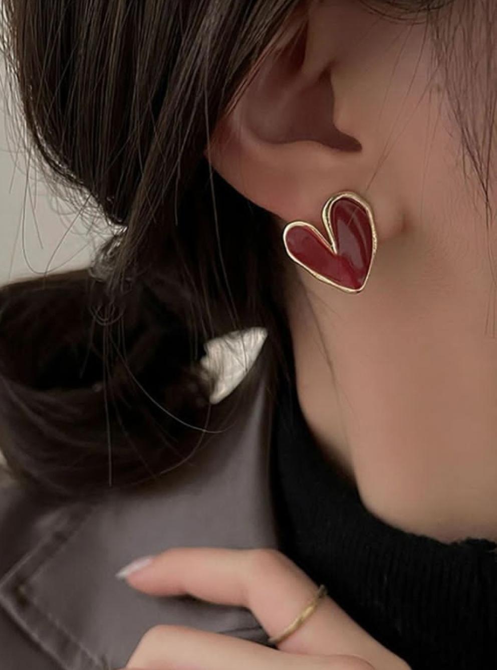 Heart Shaped Stud Earrings