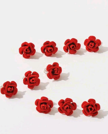 10pcs Rose Flower Decor Hair Ring,Dreadlocks Beads Hair Braid Rings Clips Dread Locks Hair Braiding Metal Cuffs Decoration/Accessories Jewelry, unisex