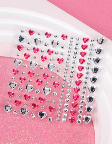 1Pc 3D Three-Dimensional Multi-Standard Simulation Love-Shaped Pearl Rhinestone Decorative Face Stickers Diy Masquerade Eye And Face Stickers
