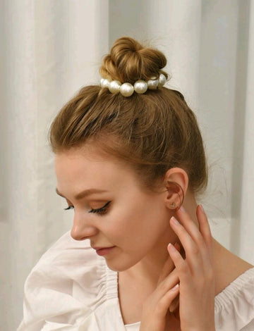 Faux Pearl Beaded Hair Tie