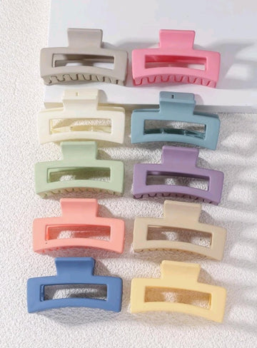 10pcs Women Solid Square Fashionable Hair Claw For Daily Decoration
