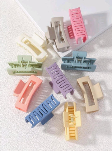 10pcs Women Solid Square Fashionable Hair Claw For Daily Decoration