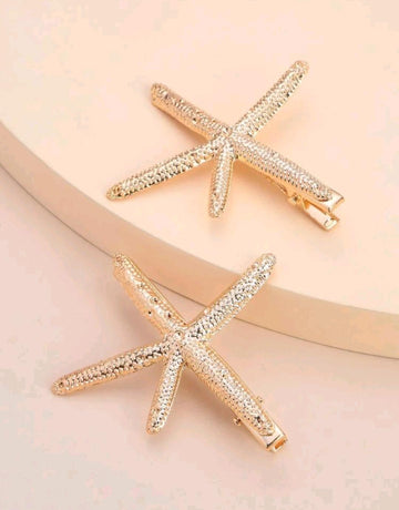 2pcs Starfish Decor Alligator Hair Clip
