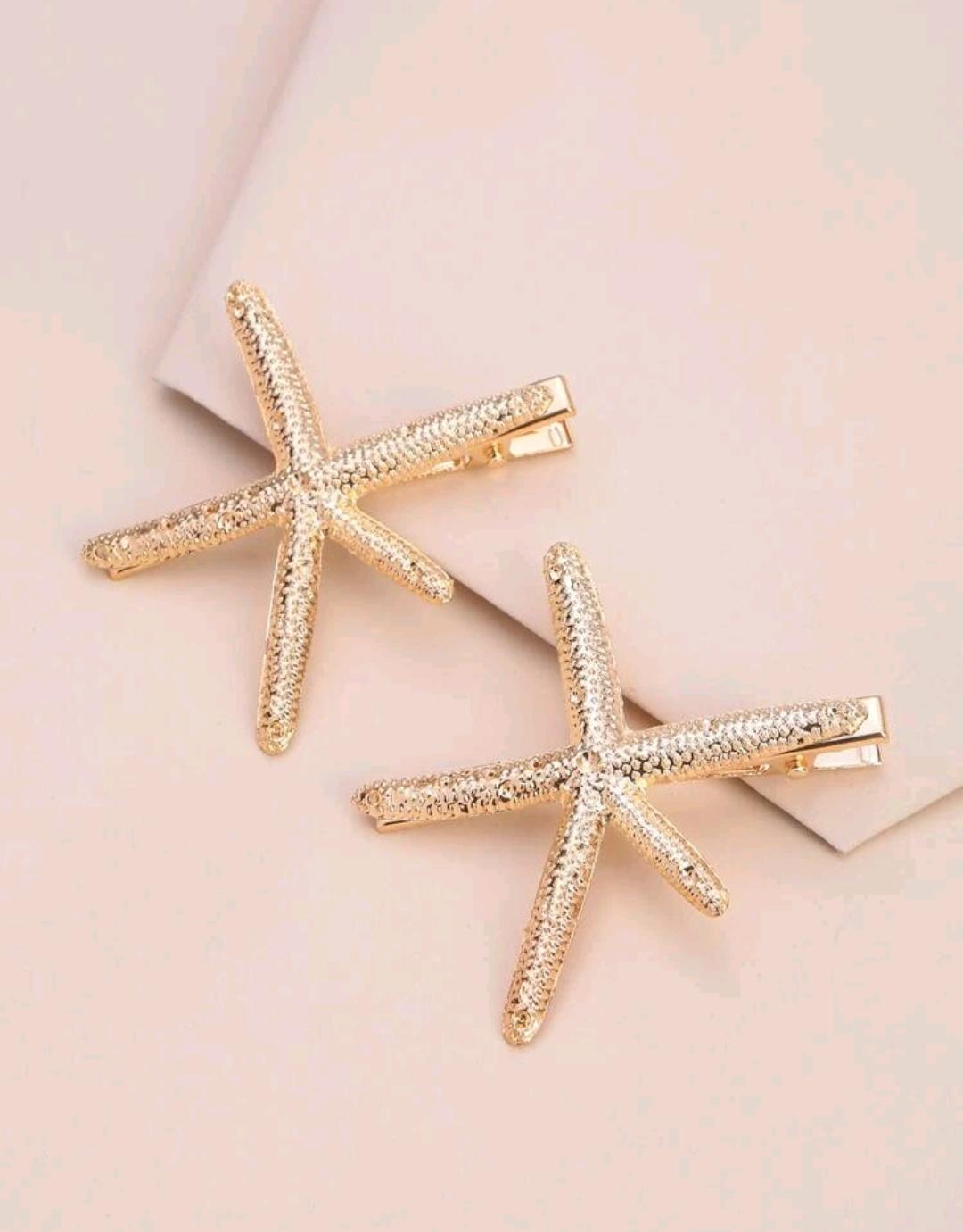 2pcs Starfish Decor Alligator Hair Clip