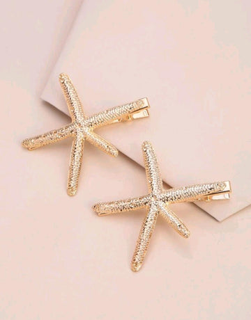 2pcs Starfish Decor Alligator Hair Clip