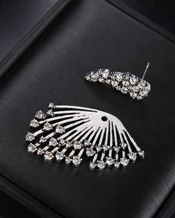 1pc Asymmetrical Multi-Rhinestone Decor Multi-layer Single Stud Earring For Women