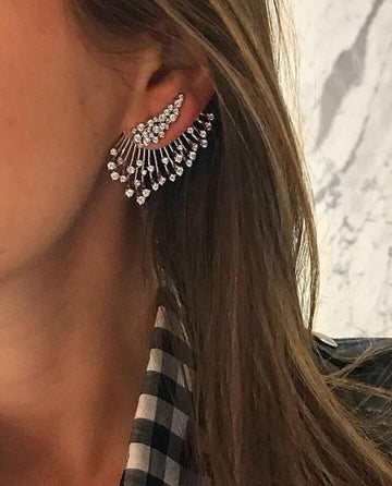 1pc Asymmetrical Multi-Rhinestone Decor Multi-layer Single Stud Earring For Women