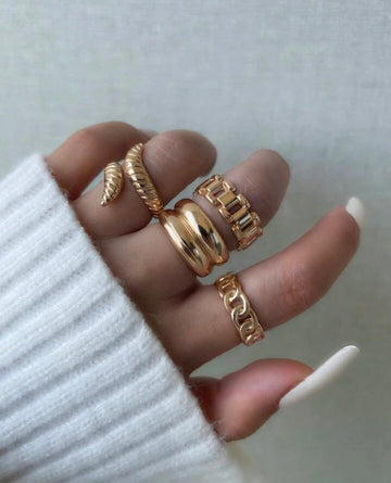 4pcs Chain & Snake Design Ring