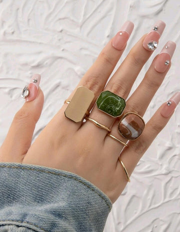 6pcs/set Geometric Decor Ring