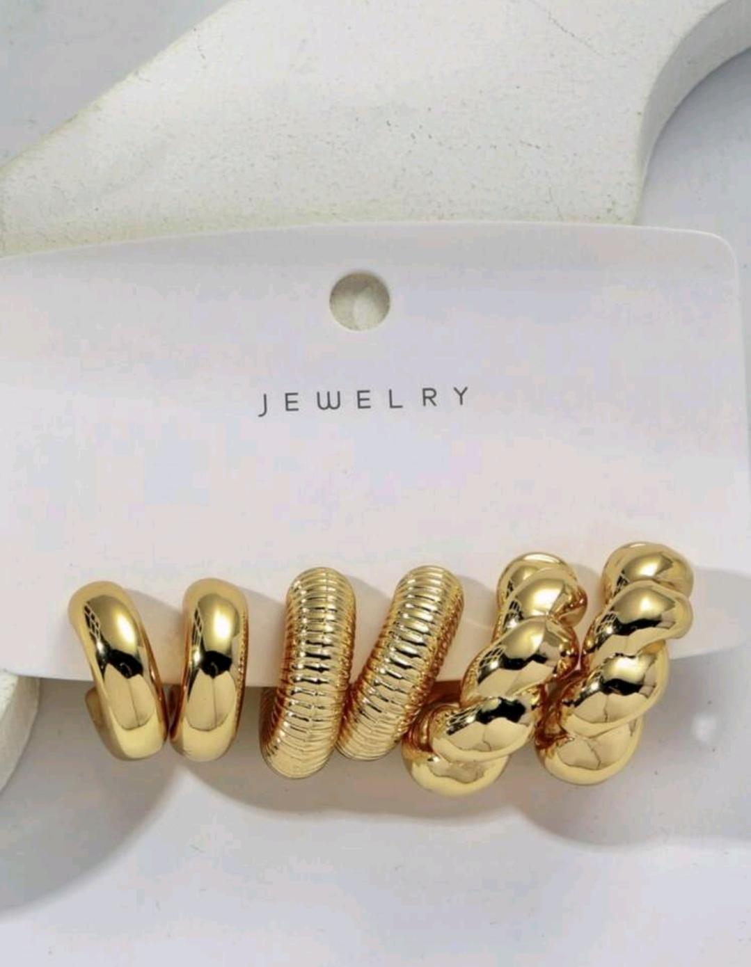 3pairs Simple Geometric C Shaped Acrylic Earrings