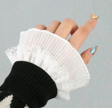 1Pair New Fashion Detachable Fake Sleeves Spring Autumn Wild Sweater Decorative Sleeves Lace Ruffles Elbow Sleeve Cuff universal Fake Cuff