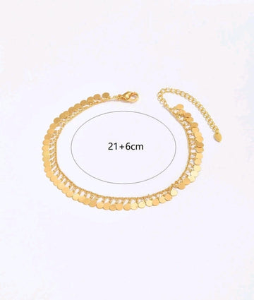 1pc 18k Gold Plated Fashionable Simple Retro Beach-Style Adjustable & Versatile Ladies Anklet