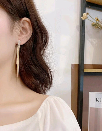 1pair Copper Alloy Minimalist Chic Tassel Earrings For Daily Wear